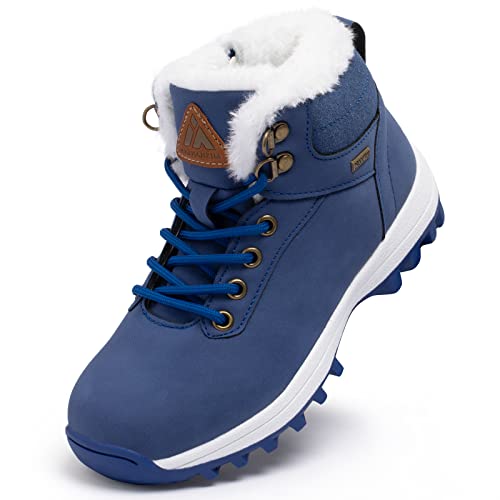 Mishansha Kinder Winterschuhe Jungen Warm Gefüttert Schneestiefel Mädchen rutschfest Winterstiefel Outdoor Blau Gr.33 von Mishansha