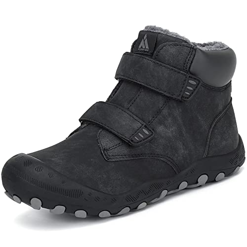 Mishansha Kinder Winterschuhe Mädchen Winterstiefel Warm Schneestiefel Gefüttert Boots Wasserdicht Dunkles Schwarz 30 von Mishansha