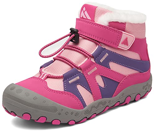 Mishansha Kinder Winterschuhe Warm Gefüttert Jungen Winterstiefel Mädchen Schneeschuhe Leicht Winterboots Rutschfest Outdoor Wanderschuhe, Hellrosa 35 EU von Mishansha