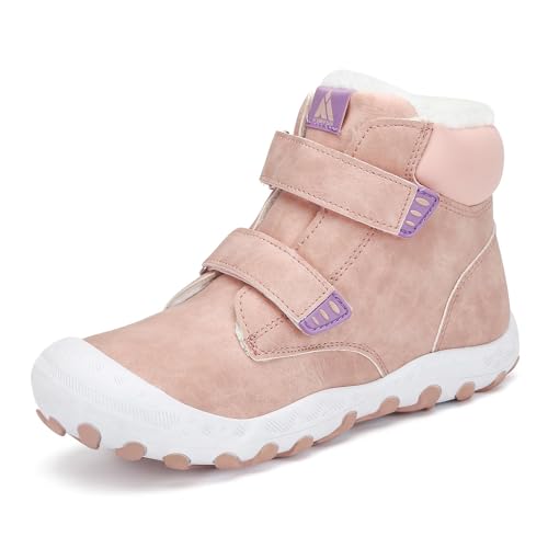 Mishansha Kinder Winterschuhe Warm Gefüttert Jungen Winterstiefel Mädchen Schneeschuhe Leicht Winterboots Rutschfest Outdoor Wanderschuhe, Pink 36 EU von Mishansha