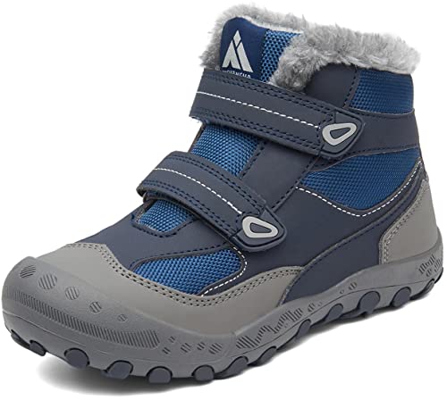 Mishansha Kinder Winterschuhe Warm Gefüttert Schneestiefel Jungen Mädchen Outdoor Winterstiefel Weich Rutschfest Wanderschuhe Winter Boot Trekkingstiefel, Denim Blau 26 EU von Mishansha