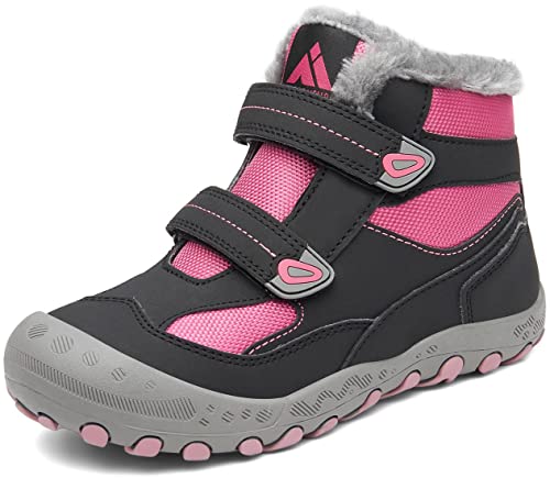 Mishansha Kinder Winterschuhe Warm Gefüttert Schneestiefel Jungen Mädchen Outdoor Winterstiefel Weich Rutschfest Wanderschuhe Winter Boot Trekkingstiefel, Magenta Lila 27 EU von Mishansha