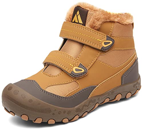 Mishansha Kinder Winterschuhe Warm Gefüttert Schneestiefel Jungen Mädchen Outdoor Winterstiefel Weich Rutschfest Wanderschuhe Winter Boot Trekkingstiefel, Tortilla Braun 27 EU von Mishansha