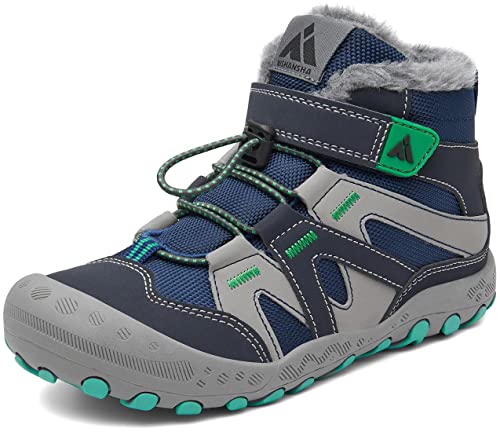 Mishansha Kinder Winterschuhe Warm Gefüttert Winterstiefel Mädchen Jungen Outdoor Schneestiefel Weich rutschfest Wanderschuhe Winter Boot Trekkingstiefel, Ägäisches Blau 27 EU von Mishansha