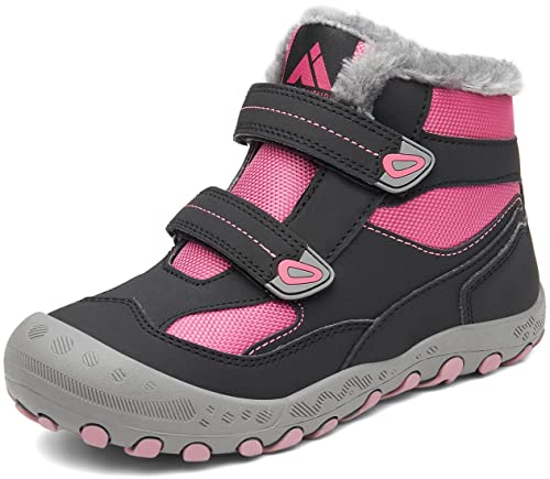Mishansha Kinder Winterschuhe Warm Gefüttert Winterstiefel Mädchen Jungen Outdoor Schneestiefel Weich rutschfest Wanderschuhe Winter Boot Trekkingstiefel, Magenta Lila 26 EU von Mishansha
