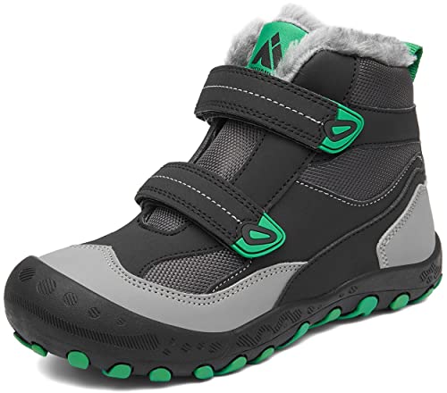 Mishansha Kinder Winterschuhe Warm Gefüttert Winterstiefel Mädchen Jungen Outdoor Schneestiefel Weich rutschfest Wanderschuhe Winter Boot Trekkingstiefel, Öl Schwarz 31 EU von Mishansha