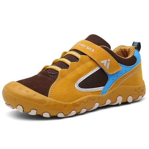 Mishansha Mädchen Trekkingschuhe Kinder Atmungsaktiv Wanderschuhe Bequem Kinderschuhe für Outdoor Sport, Gelb 27 EU von Mishansha