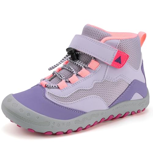 Mishansha Mädchen Wanderschuhe Bequem Atmungsaktiv Trekkingschuhe Unisex-Kinder Turnschuhe Outdoor Sport Sneaker Hellviolett 34 EU von Mishansha