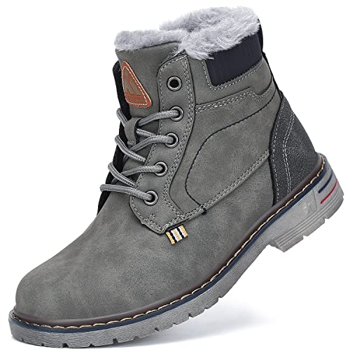 Mishansha Mädchen Wasserdicht Winterstiefel Jungen Winter Stiefel Kinder Gefüttert Warm Winterschuhe Unisex rutschfest Bequem, Grau 28 von Mishansha