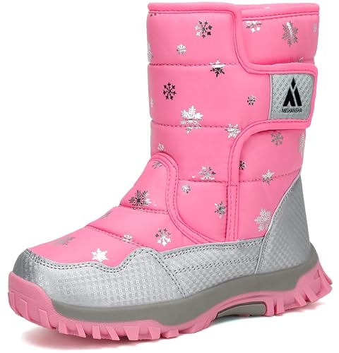 Mishansha Mädchen Winterstiefel Kinder Winterboots Warm Gefütterte Schneestiefel Mädche rutschfeste Outdoor Winter Schuhe Pink 31 von Mishansha