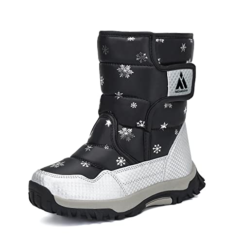 Mishansha Mädchen Winterstiefel Kinder Winterschuhe Warm Schneestiefel Gefütterte Winterboots Schwarz 26 von Mishansha