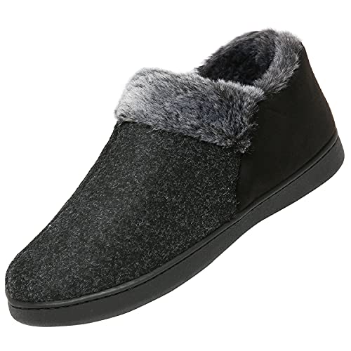 Mishansha Männer Memory Schaum Hausschuhe Plüsch Pantoffeln Dame Winter Wärme Hausschuhe Unisex Weiche Gemütlich für Indoor & Outdoor Slippers, Unisex Schwarz 48 von Mishansha