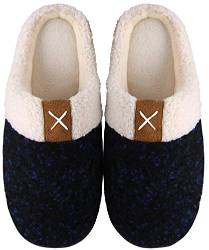 Mishansha Memory Foam Hausschuhe Herren Damen Winter Pantoffeln Wärme Plüsch Fell Leicht Weich rutschfeste Harte Sohle Indoor & Outdoor Slippers für Frauen Männer(Blau, 36/37 (Herstellergröße 260 mm)) von Mishansha