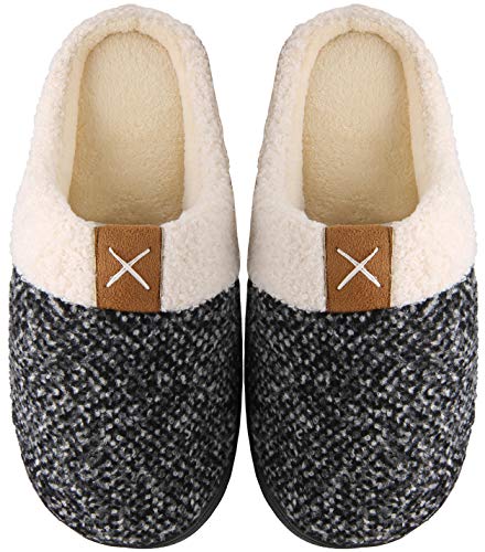 Mishansha Memory Foam Hausschuhe Herren Damen Winter Pantoffeln Wärme Plüsch Fell Leicht Weich rutschfeste Harte Sohle Indoor & Outdoor Slippers für Frauen Männer(Weiß, 44/45 (Herstellergröße 300 mm)) von Mishansha