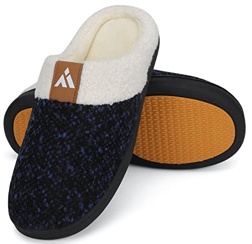 Mishansha Memory Foam Hausschuhe Herren Damen Winter Warm Pantoffeln Leicht rutschfeste Harte Sohle Slippers mit Plüsch, Beeren Blau 36 EU von Mishansha