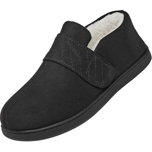 Mishansha Menâ€™s Memory Schaum Hausschuhe Winter Wärme Pantoffeln Rutschfeste Weite Leicht Slippers Kuschelig Winterschuh, Plüsch Schwarz 40 von Mishansha