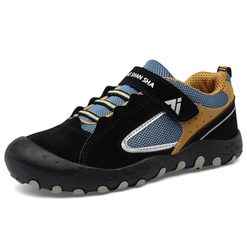 Mishansha Outdoor Wanderschuhe Kinder Trekkingschuhe Jungen Bequem Atmungsaktiv Sportschuhe, Schwarz 25 EU von Mishansha