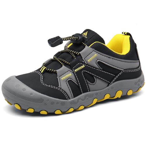 Mishansha Outdoor Wanderschuhe Kinder Trekkingschuhe Jungen Bequem Atmungsaktiv Sportschuhe, Schwarzgrau 27 EU von Mishansha