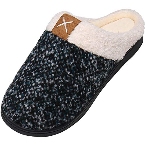 Mishansha Pantoffeln Herren Memory Foam Hausschuhe Weich Wärme Kurzer Plüsch Flexible Rutschfesten Stoßdämpfend Home Slippers Drinnen Draußen, Grau 36/37 EU von Mishansha