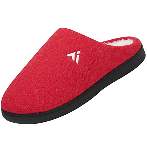 Mishansha Pantoffeln Herren Winter Plüsch Warme Filzhausschuhe Damen Memory Foam Weiche Slippers Bequeme rutschfeste Gummisohle Hausschuhe, Slipper Rot 41 EU von Mishansha