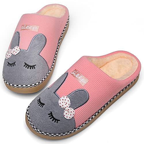 Mishansha Pantoffeln für Damen Herren Weiche Memory Foam Bequeme Hausschuhe Winter Herbst Rutschfest Warme Schlappen Slip On Slippers, Warme Pink 37/38 EU=38/39 CN von Mishansha