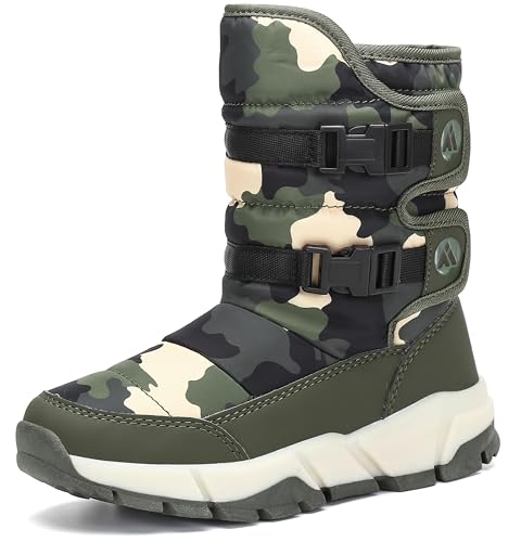 Mishansha Schneestiefe Jungen Winter Stiefel Warmem Gefüttert Winterboots Outdoor Rutschfeste Wasserdicht Outdoor Kinder Winterstiefel Grün 26 von Mishansha