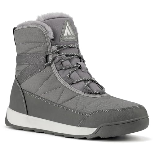 Mishansha Schneestiefel Damen Winterstiefel Gefüttert Warm Winterschuhe Outdoor Rutschfest Frauen Winter Boots Grau 36 EU von Mishansha