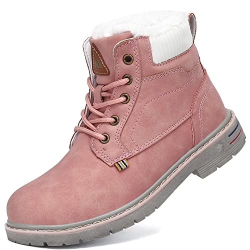 Mishansha Stiefeletten Kinder Warm Gefüttert Boots Mädchen Wasserdicht Winterschuhe Jungen, Rosa 28 von Mishansha