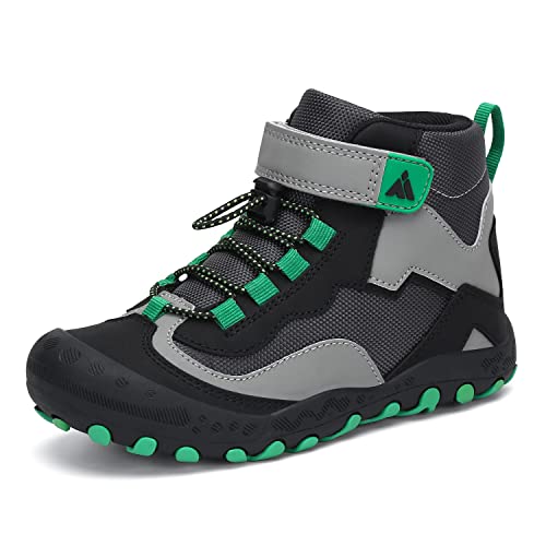 Mishansha Trekking Wanderschuh Kinder Leichtes Wasserdicnt Kinderschuhe rutschfeste High Top Sneaker Junge Komfortable Schuhe für Mädchen Outdoorschuen Schwarz 32 EU von Mishansha