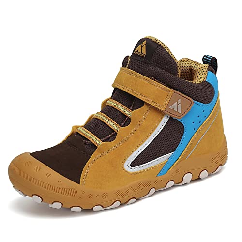 Mishansha Trekkingschuhe Kinder Wanderschuhe Jungen Mädchen rutschfest Outdoor Sneaker Sport Kinderschuhe Gelb Gr.30 von Mishansha
