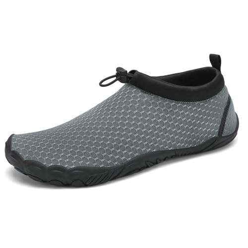 Mishansha Unisex Badeschuhe Atmungsaktiv Mesh Wasserschuhe Sommer Schnell Trocknend Aquaschuhe, Dunkelgrau 42 von Mishansha