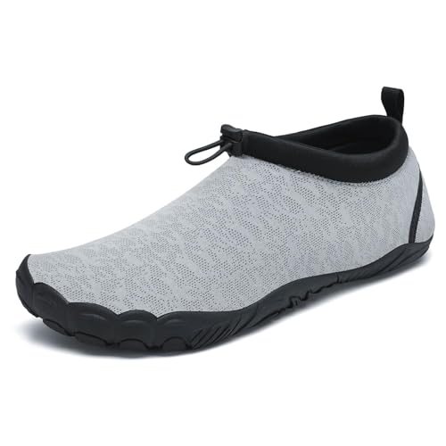 Mishansha Unisex Badeschuhe Atmungsaktiv Mesh Wasserschuhe Sommer Schnell Trocknend Aquaschuhe, Esche Grau 41 von Mishansha