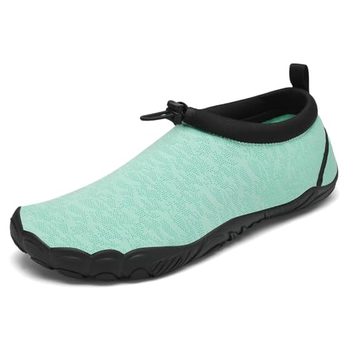 Mishansha Unisex Badeschuhe Atmungsaktiv Mesh Wasserschuhe Sommer Schnell Trocknend Aquaschuhe, Hellgrün 39 von Mishansha