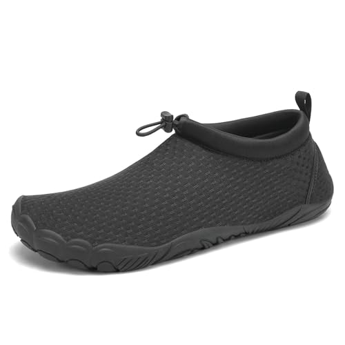 Mishansha Unisex Badeschuhe Atmungsaktiv Mesh Wasserschuhe Sommer Schnell Trocknend Aquaschuhe, Massiv Schwarz 37 von Mishansha