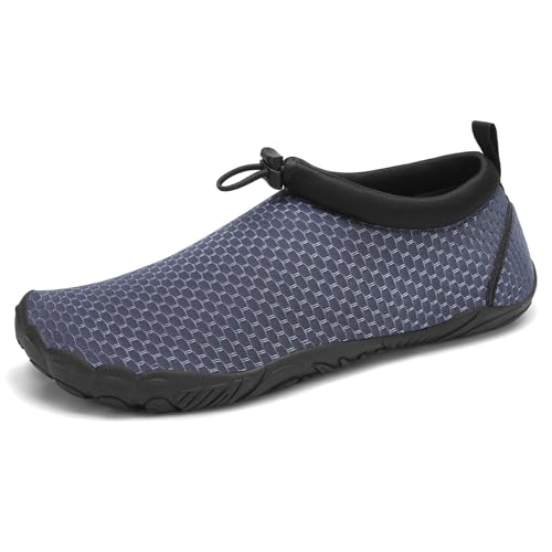 Mishansha Unisex Badeschuhe Atmungsaktiv Mesh Wasserschuhe Sommer Schnell Trocknend Aquaschuhe, Navy Blau 44 von Mishansha