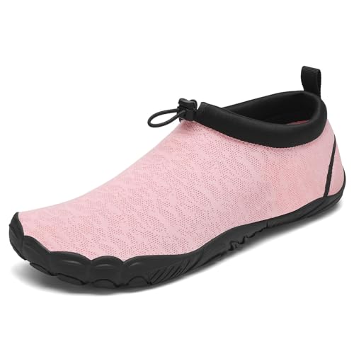 Mishansha Unisex Badeschuhe Atmungsaktiv Mesh Wasserschuhe Sommer Schnell Trocknend Aquaschuhe, Rosa 39 von Mishansha