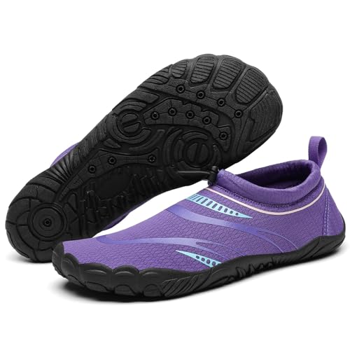 Mishansha Unisex Badeschuhe Schnell Trocknend Wasserschuhe rutschfest Outdoor Barfußschuhe Blauviolett,Gr.37 von Mishansha