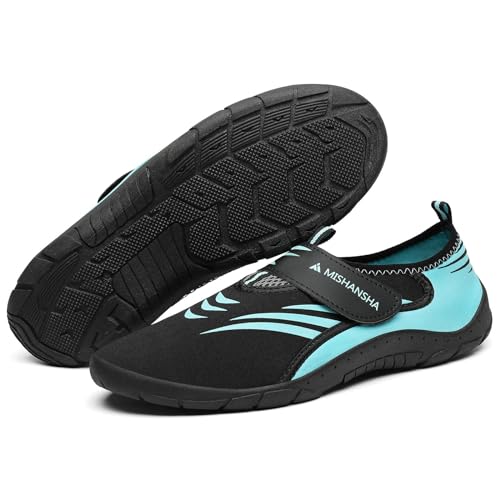 Mishansha Unisex Badeschuhe Schnell Trocknend Wasserschuhe rutschfest Outdoor Barfußschuhe Türkis,Gr.39 von Mishansha