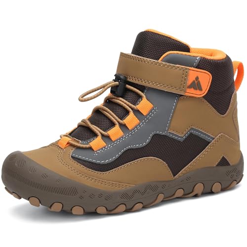 Mishansha Wanderschuhe Jungen Leicht Trekkingschuhe Kinder Outdoorschuhe Flexibel Atmungsaktiv Sportschuhe Wanderstiefel Braun 34 EU von Mishansha