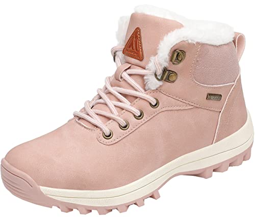 Mishansha Winterschuhe mit Fell Gefütterte Winterstiefel Damen Wasserdichte Schneestiefel Winterboots Frauen Outdoor Trekking Wander Schuhe(Rosa, 41 EU) von Mishansha