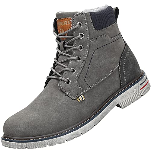 Mishansha Warm Gefütterte Schneestiefel Herren Damen Wanderschuhe Bequeme Rutschfeste Winter Boots Wasserdicht Winterstiefel, Grau 48 EU von Mishansha