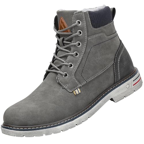 Mishansha Warm Gefütterte Schneestiefel Herren Damen Wanderschuhe Bequeme Rutschfeste Winter Boots Wasserdicht Winterstiefel, Grau 48 EU von Mishansha