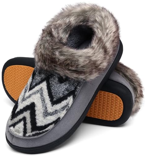 Mishansha Warme Hausschuhe Damen Winter Plüsch Pantoffeln Memory Foam Slippers Dunkelgrau,Gr.43 EU von Mishansha