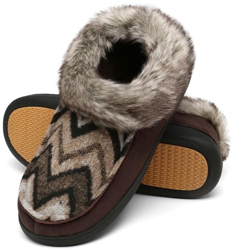 Mishansha Warme Hausschuhe Damen Winter Plüsch Pantoffeln Memory Foam Slippers Taupe,Gr.39 EU von Mishansha