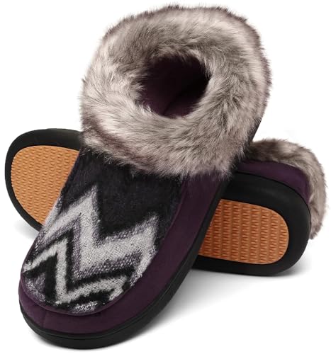 Mishansha Warme Hausschuhe Damen Winter Plüsch Pantoffeln Memory Foam Slippers Violett,Gr.42 EU von Mishansha
