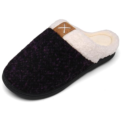 Mishansha Warme Hausschuhe Herren Damen Winter Plüsch Warm Gefüttert Pantoffeln mit Weiche Sohle,Violett,36/37 von Mishansha