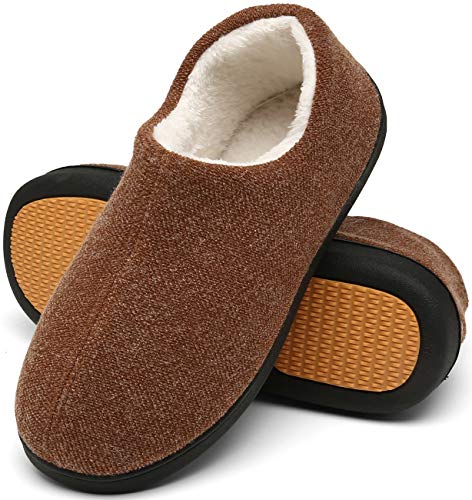 Mishansha Warme Hausschuhe Herren Winter Pantoffeln Herren Hausschuh Männer Memory Foam Slippers Geschlossen Fell Hauspantoffeln Braun,Gr.48 von Mishansha