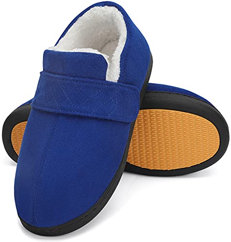 Mishansha Warme Hausschuhe Herren Winter Pantoffeln Herren Hausschuh Männer Memory Foam Slippers Geschlossen Fell Hauspantoffeln Dunkelblau,Gr.47 von Mishansha