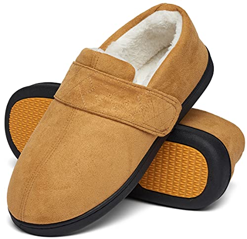 Mishansha Warme Hausschuhe Herren Winter Pantoffeln Herren Hausschuh Männer Memory Foam Slippers Geschlossen Fell Hauspantoffeln Gebrannte Umbra,Gr.48 von Mishansha