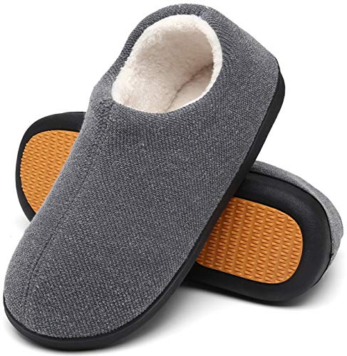 Mishansha Warme Hausschuhe Herren Winter Pantoffeln Herren Hausschuh Männer Memory Foam Slippers Geschlossen Fell Hauspantoffeln Grau,Gr.46 von Mishansha